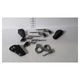 Toys - 4 guns, 3 holsters, and broken pair of