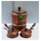 Home decor - wooden ice bucket with brass tone