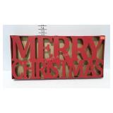 Holiday decor, tin battery operated lighted Merry