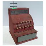 Toy tin cash register, is operational, poly window
