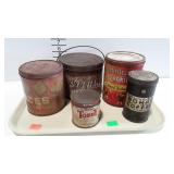 5 Advertisement tins- Bokar Coffee, Ivins Saltines
