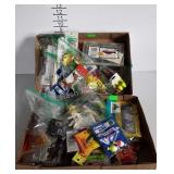 2 Flats fishing tackle- gummy worms, scale, floats