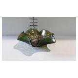 Carnival glass ruffled edge 9" bowl