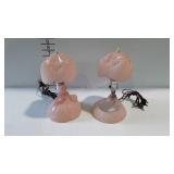 Vintage pink glass vanity lamps, both tested and