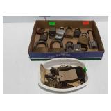 15 Padlocks, and container of keys