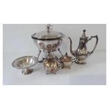 Silver plate - coffee service, pedestal mint dish,
