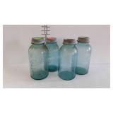 4 Half gallon blue glass Ball Perfect Mason