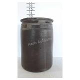 Gray glazed valley crock, 2 gallon size, 8" diam