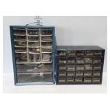 2 Multi-drawer organizer bins with misc hardware