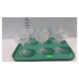 Crystal stemmed glasses, six