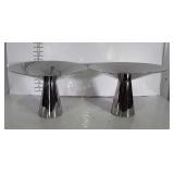 Two Serving Compotes, chrome finish having 14"