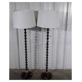 Two Designers Floor Lamps, with 16" round shades