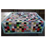 Knotted polyester squares quilt, beautiful bright