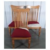 Three Dining Chairs, nice maple framed but seats