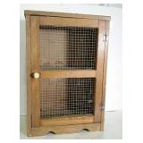Small pine, wire front cabinet. 16"×9"×24".