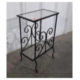 Plantstand. Metal and glass, 16x10x24" high