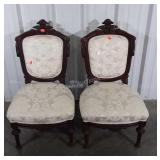 Pair of Victorian Parlor Chairs. Nicely carved