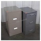 Two File Cabinets, homeowners 2 drawer, and gray