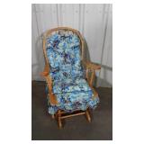 Glider Rocker, maple framed with blue floral