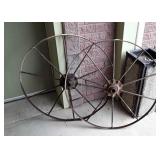 Two wagon wheels, 32 inches in diameter