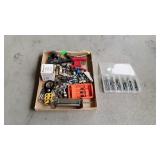 Group lot, includes box flat with misc hardware