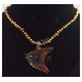 Murano Glass Fish with Freshwater Pearls Necklace