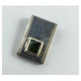 Green Stone Sterling Silver Rectangle Pendant