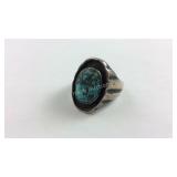 Turquoise Silver Ring Size 10.5
