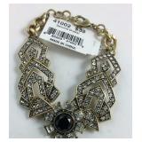 ViVI Black & White Crystal Gold Tone Bracelet New