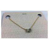 ViVI Crystal Gold Tone Love Knot Necklace New