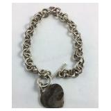 Sterling Silver 8 inch Bracelet with Heart