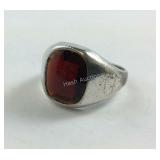 Red Stone Sterling Silver Ring Size 7.75