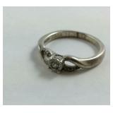 Sterling Silver Diamond Ring Size 6