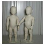 Two toddler size mannequins with stands