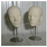 Two mannequin heads with stands, will need some