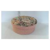 Decor fabric covered storage cheese box, 16" diam.