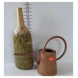 Home decor - watering can, and 19" ceramic vase