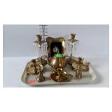 Decor brass - teapot, lady bell, framed medallion,