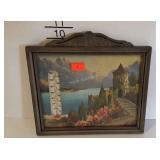 Vintage thermometer picture, framed, 11 x 11