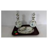 Vintage 5-pc milk glass dresser set