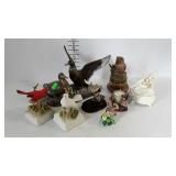 Home decor bird, duck, and owl figurines - 4 are