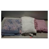 Wool blanket, cotton throw and cotton bedspread