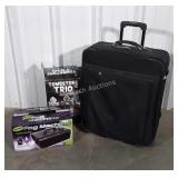 Black travel luggage case with Fog machine, and