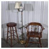 Furniture Group. Maple chair, bar stool, and