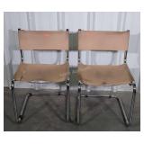 Two Chairs, chrome framed with directors style