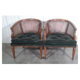 Pair of French Prov. Accent Chairs. Green cushion