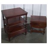 Two Pc Furniture Lot. Cherry 3 shelf Side Stand