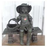 Garden Decor Figure, girl with basket sitting on