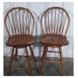Pair of oak Counter Stools with Swivel seats,