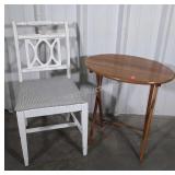 Two pc Furniture lot, white painted Side Chair,